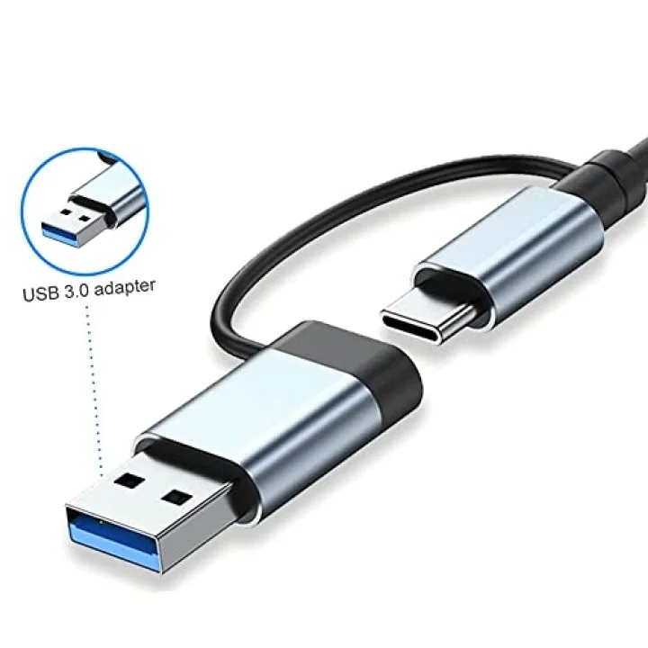 Çoklayıcı Adaptör 7in1 USB/Type-c To USB A, USB C Macbook uyumlu Çevirici Adaptör Çok Portlu Çoklayıcı 7 in 1 USB HUB (Gri)