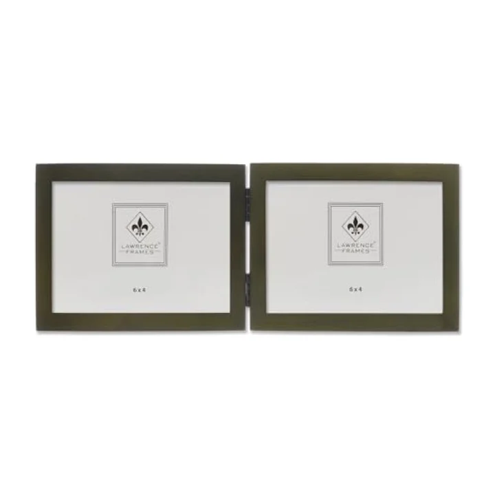 Collection Hinged Double yatay Wood Picture frame Gallery, 4 6 inç, Green
