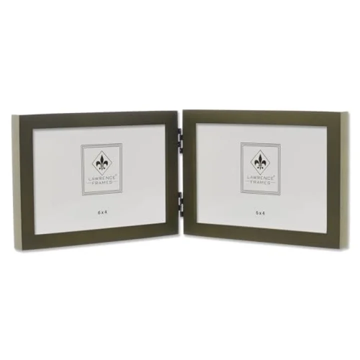 Collection Hinged Double yatay Wood Picture frame Gallery, 4 6 inç, Green
