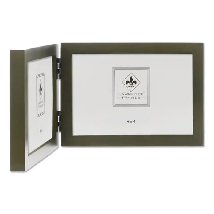 Collection Hinged Double yatay Wood Picture frame Gallery, 4 6 inç, Green