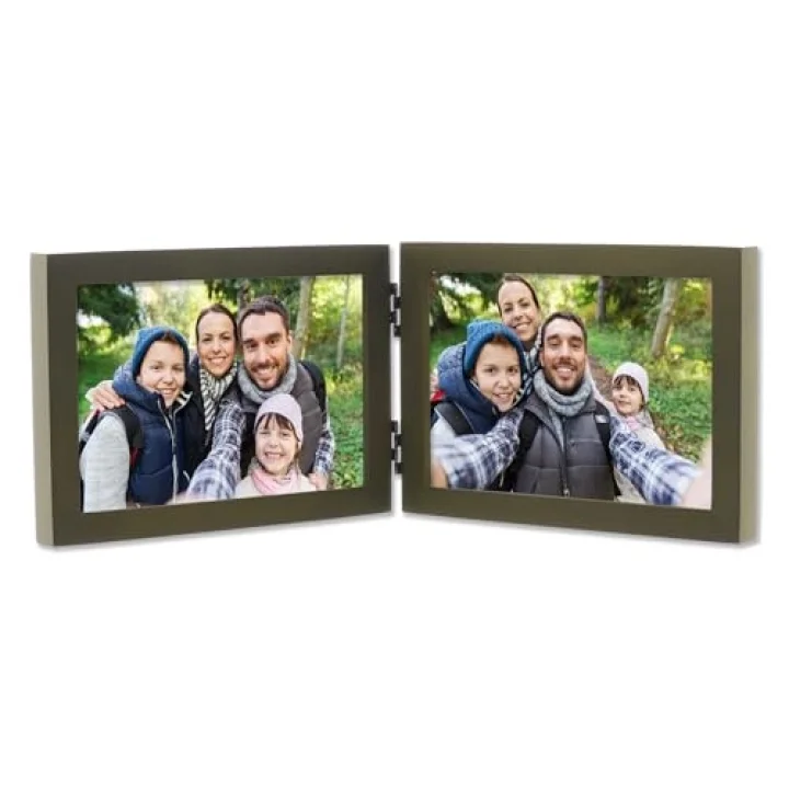 Collection Hinged Double yatay Wood Picture frame Gallery, 4 6 inç, Green