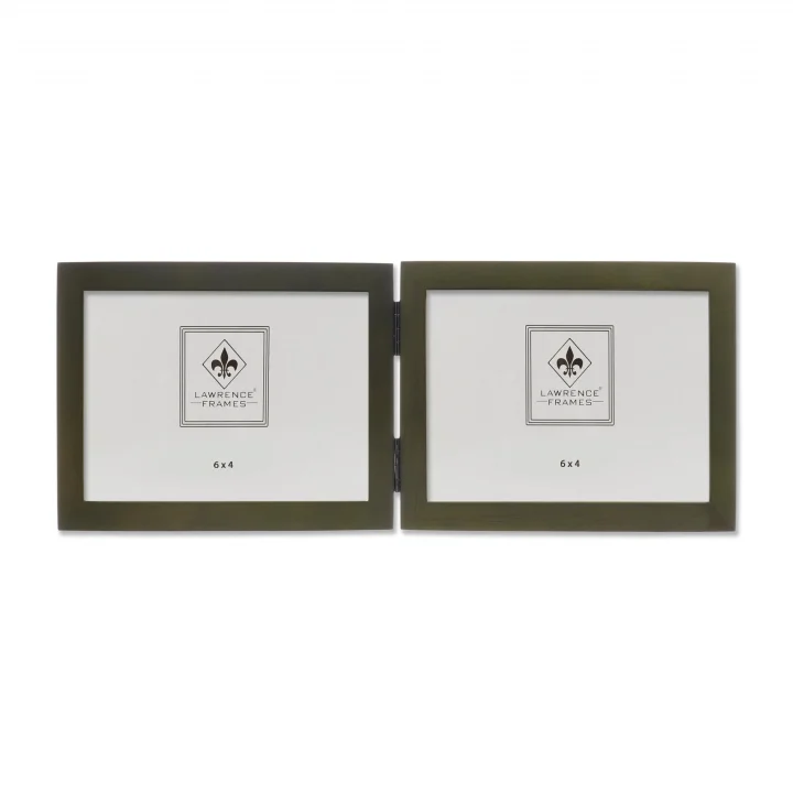 Collection Hinged Double yatay Wood Picture frame Gallery, 4 6 inç, Green
