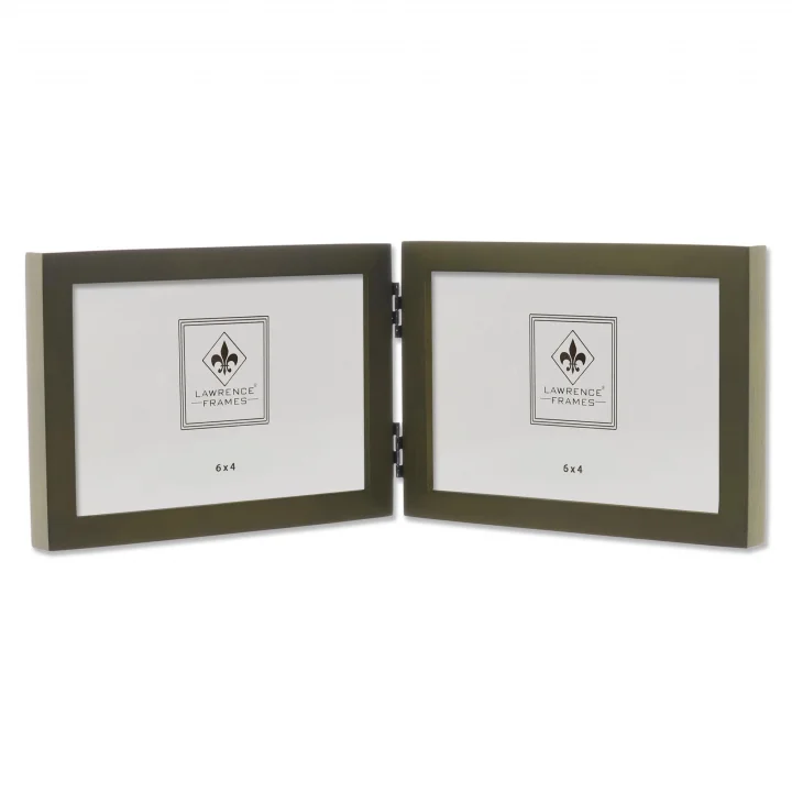 Collection Hinged Double yatay Wood Picture frame Gallery, 4 6 inç, Green