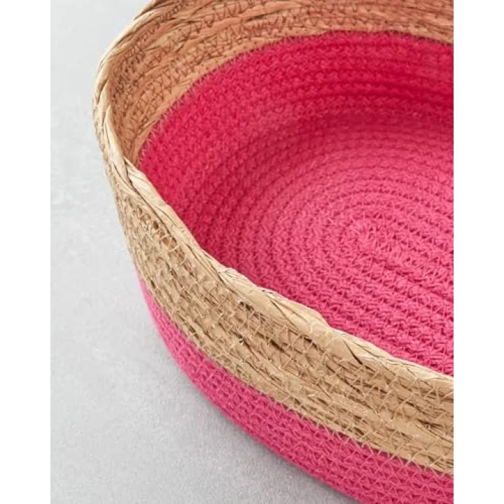 Colorful Lines Kağıt İp Sepet Pembe