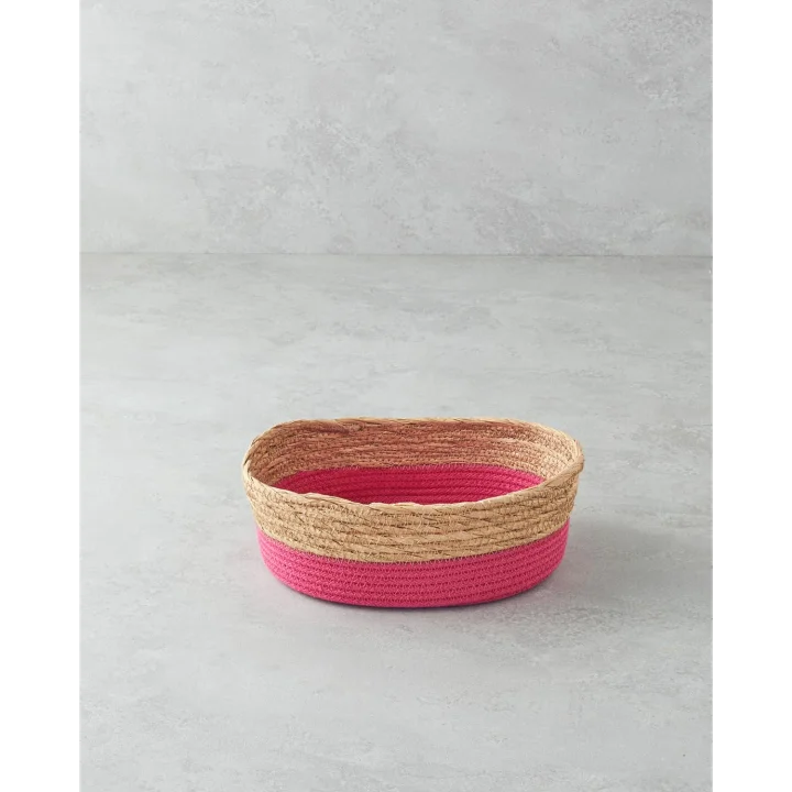 Colorful Lines Kağıt İp Sepet Pembe