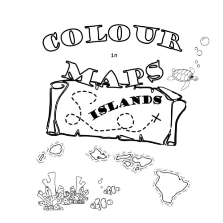Colour in Maps - Islands - 8.5 x 8.5 inch - Colouring Book
