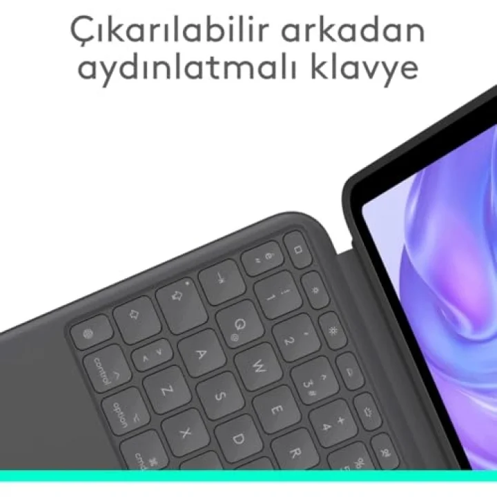 Combo Touch 11 inç iPad Pro M4 ile Uyumlu Türkçe Klavyeli Tablet Kılıfı - Gri