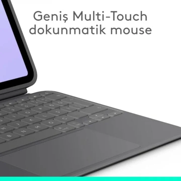 Combo Touch 11 inç iPad Pro M4 ile Uyumlu Türkçe Klavyeli Tablet Kılıfı - Gri