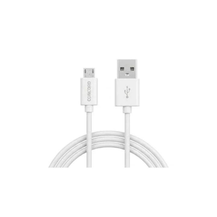 Concord C-321 2.1A 100cm Micro USB Data ve Şarj Kablosu - Beyaz