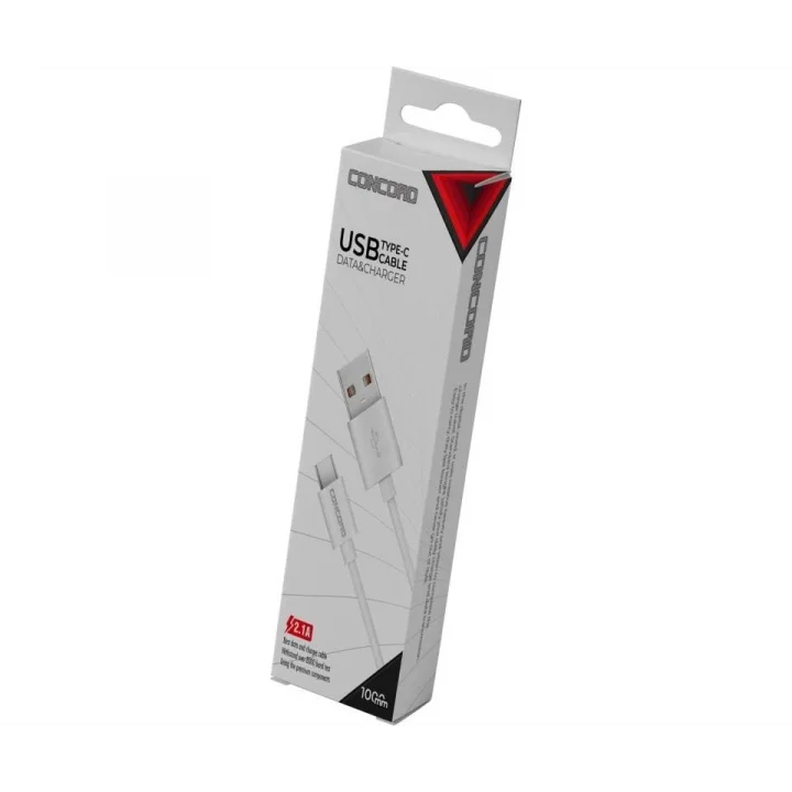 Concord C-821 2.1A 100 CM Type-C Şarj ve Data Kablosu Beyaz - Akıllı Telefonlar ve Tabletler İçin