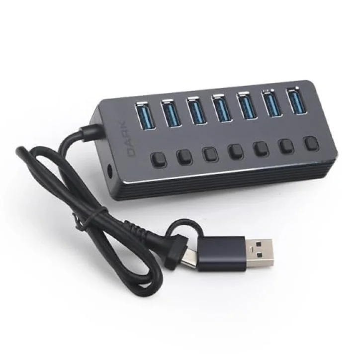 Connect Master 7+1 Hızlı Şarj Adaptörlü USB Hub, USB 3.0