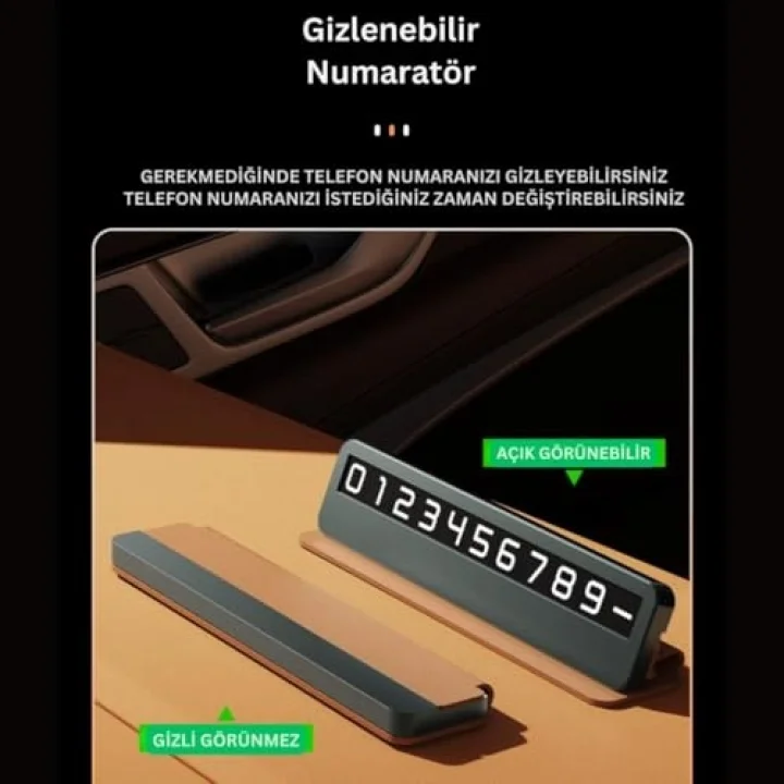 Coofbe Premıum Deri Alaşım Gizlenebilir Araç Park Telefon Numaratörü Geçici Park Telefon Numaratörü
