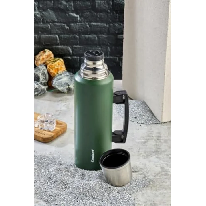 Cooker 1,5 Litre Kulplu Çelik Termos CKR-2085 Yeşil