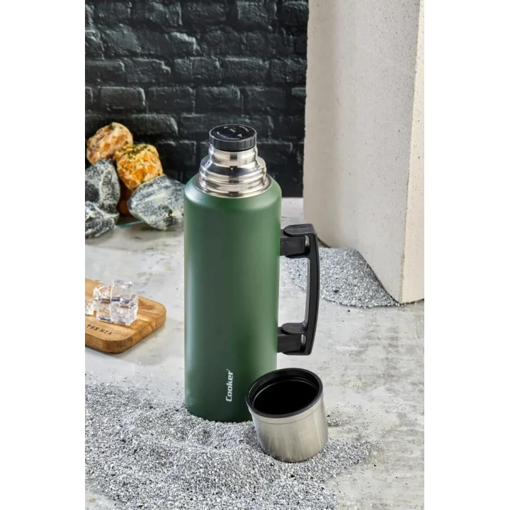 Cooker 1,5 Litre Kulplu Çelik Termos CKR-2085 Yeşil