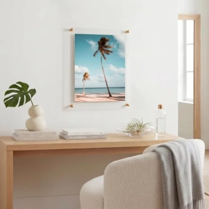 COOLMODERNFRAMES 40,6 x 50,8 cm Şeffaf Yüzer Çift Panel Akrilik Resim Çerçevesi, Sanat ve Fotoğrafları Dönüştürmek ve Sunmak için Altın Donanım