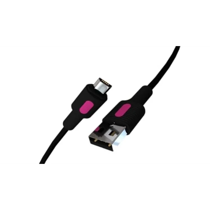 Coral Micro USB Hızlı Şarj Kablosu (Siyah + Fuşya/Siyah Uç) (120 CM)