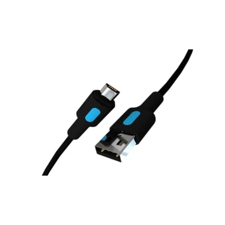 Coral Micro USB Hızlı Şarj Kablosu (Siyah + Mavi/Siyah Uç) (150 CM)