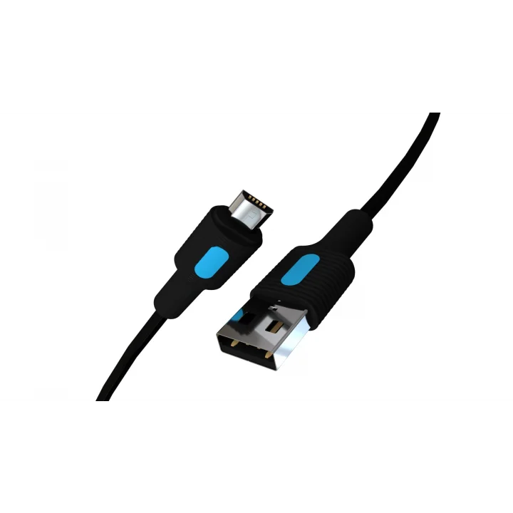 Coral Micro USB Hızlı Şarj Kablosu (Siyah + Mavi/Siyah Uç) (150 CM)