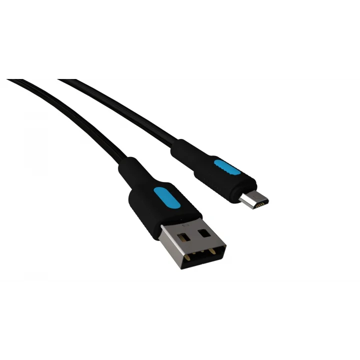 Coral Micro USB Hızlı Şarj Kablosu (Siyah + Mavi/Siyah Uç) (150 CM)