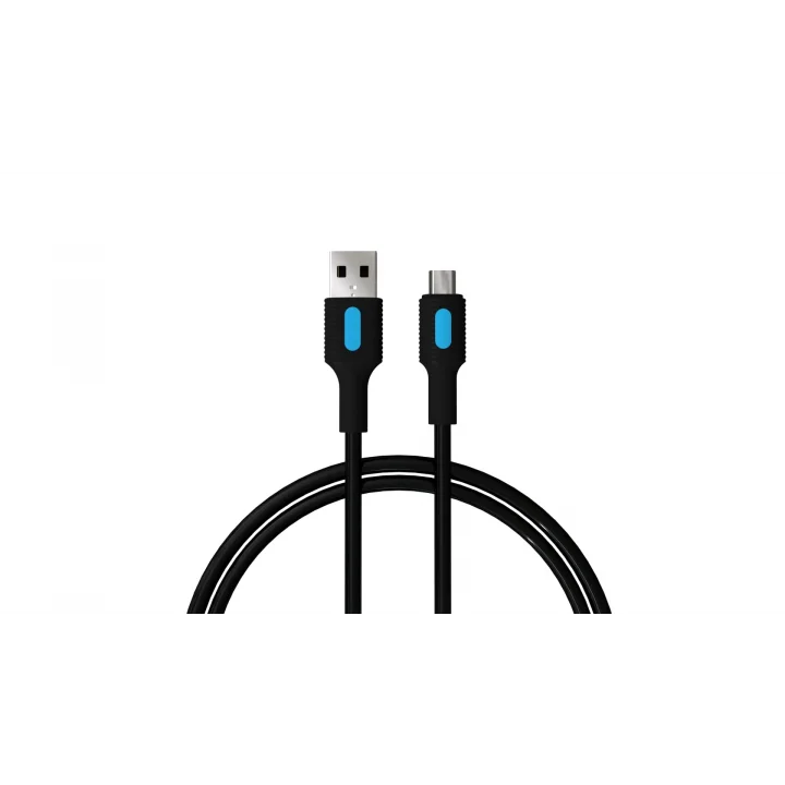 Coral Micro USB Hızlı Şarj Kablosu (Siyah + Mavi/Siyah Uç) (150 CM)