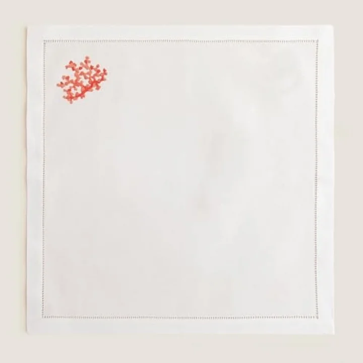 Coral Nakıslı Peçete 40x40 Cm Beyaz