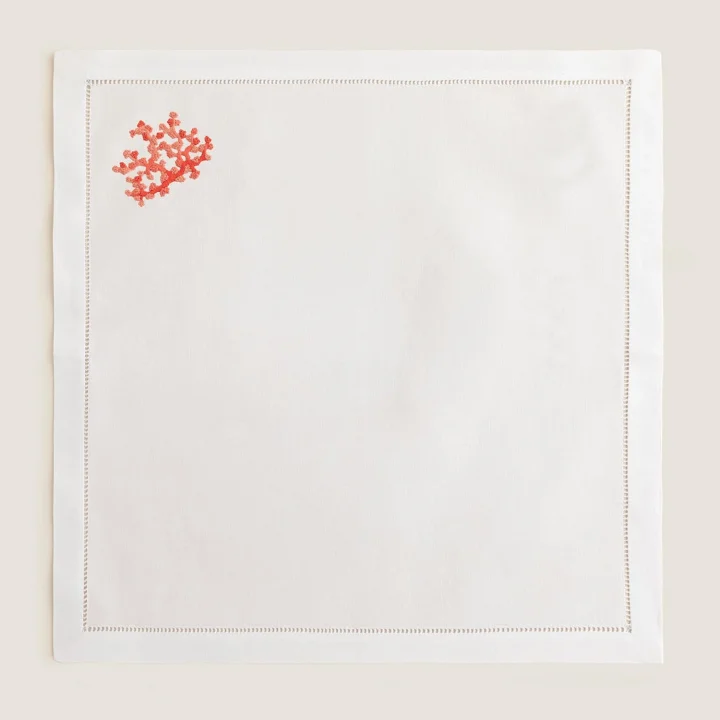 Coral Nakıslı Peçete 40x40 Cm Beyaz