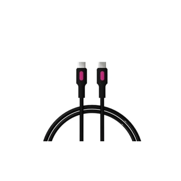 Coral Type C-C Power Delivery Hızlı Şarj Kablosu, Siyah Kablo, Fuşya/Siyah Uçlar (150 CM)