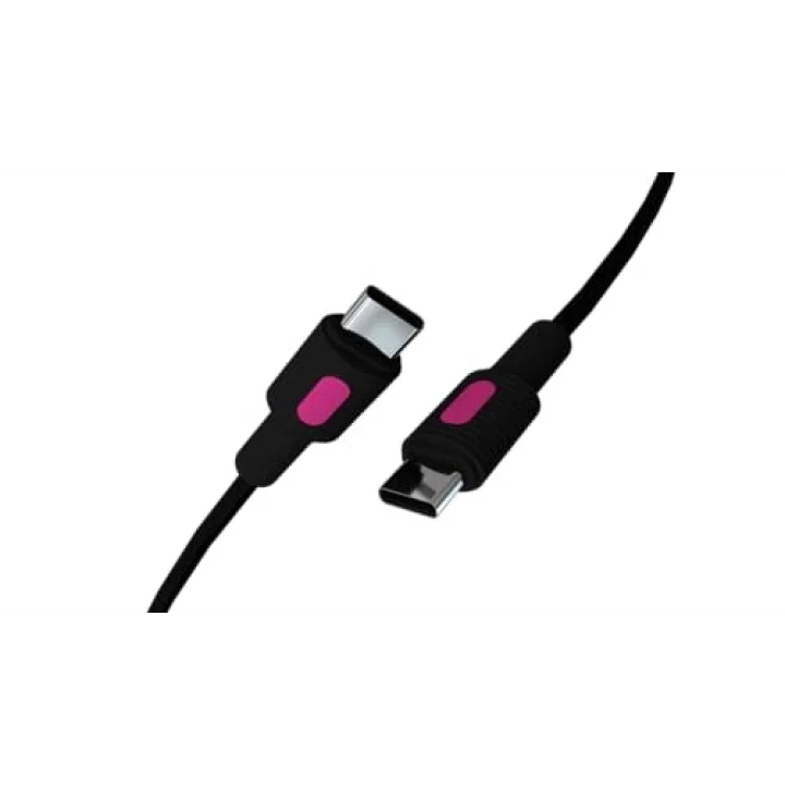 Coral Type C-C Power Delivery Hızlı Şarj Kablosu, Siyah Kablo, Fuşya/Siyah Uçlar (150 CM)