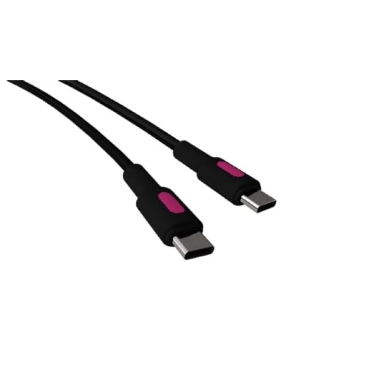 Coral Type C-C Power Delivery Hızlı Şarj Kablosu, Siyah Kablo, Fuşya/Siyah Uçlar (150 CM)
