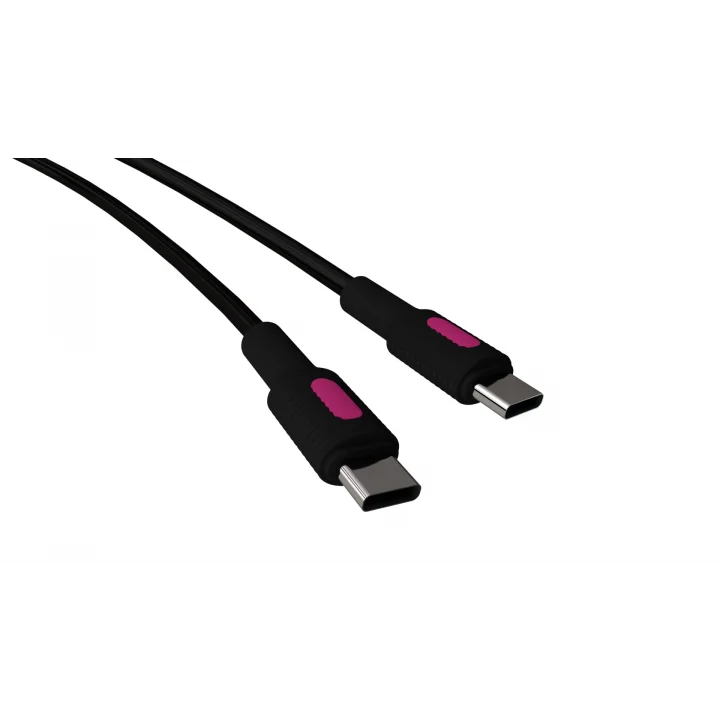 Coral Type C-C Power Delivery Hızlı Şarj Kablosu, Siyah Kablo, Fuşya/Siyah Uçlar (150 CM)