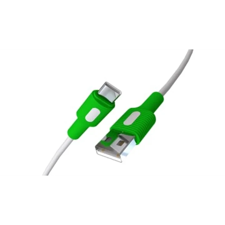 Coral USB A-C Hızlı Şarj Kablosu (Beyaz + Beyaz/Yeşil Uç) (150 CM)