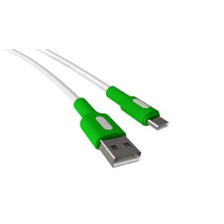 Coral USB A-C Hızlı Şarj Kablosu (Beyaz + Beyaz/Yeşil Uç) (150 CM)