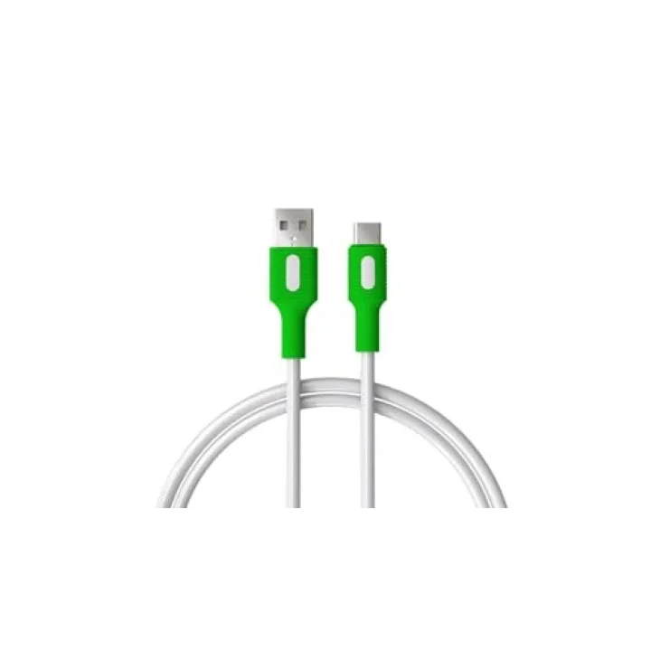 Coral USB A-C Hızlı Şarj Kablosu (Beyaz + Beyaz/Yeşil Uç) (150 CM)