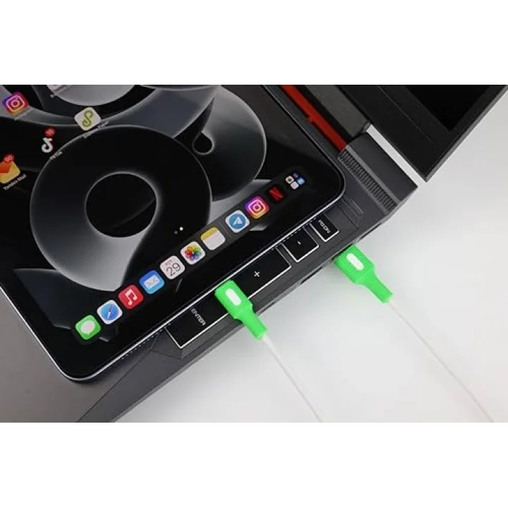 Coral USB A-C Hızlı Şarj Kablosu (Beyaz + Beyaz/Yeşil Uç) (150 CM)
