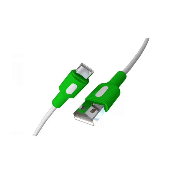 Coral USB A-C Hızlı Şarj Kablosu (Beyaz + Beyaz/Yeşil Uç) (150 CM)