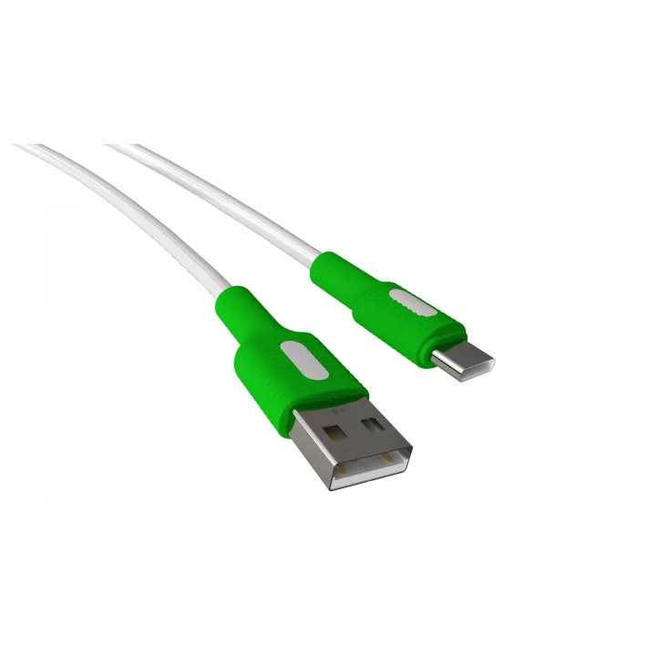 Coral USB A-C Hızlı Şarj Kablosu (Beyaz + Beyaz/Yeşil Uç) (150 CM)