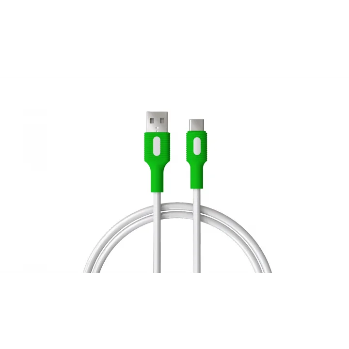 Coral USB A-C Hızlı Şarj Kablosu (Beyaz + Beyaz/Yeşil Uç) (150 CM)