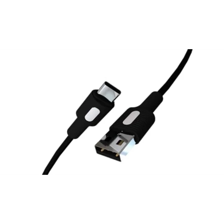 Coral USB A-C Hızlı Şarj Kablosu, Siyah Kablo, Beyaz/Siyah Uçlar (150 CM)