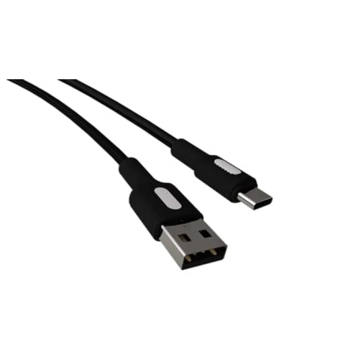 Coral USB A-C Hızlı Şarj Kablosu, Siyah Kablo, Beyaz/Siyah Uçlar (150 CM)
