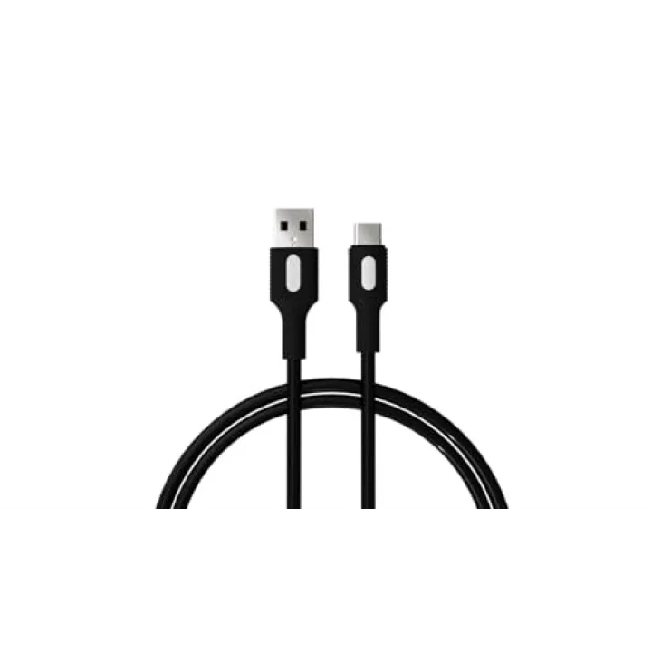Coral USB A-C Hızlı Şarj Kablosu, Siyah Kablo, Beyaz/Siyah Uçlar (150 CM)