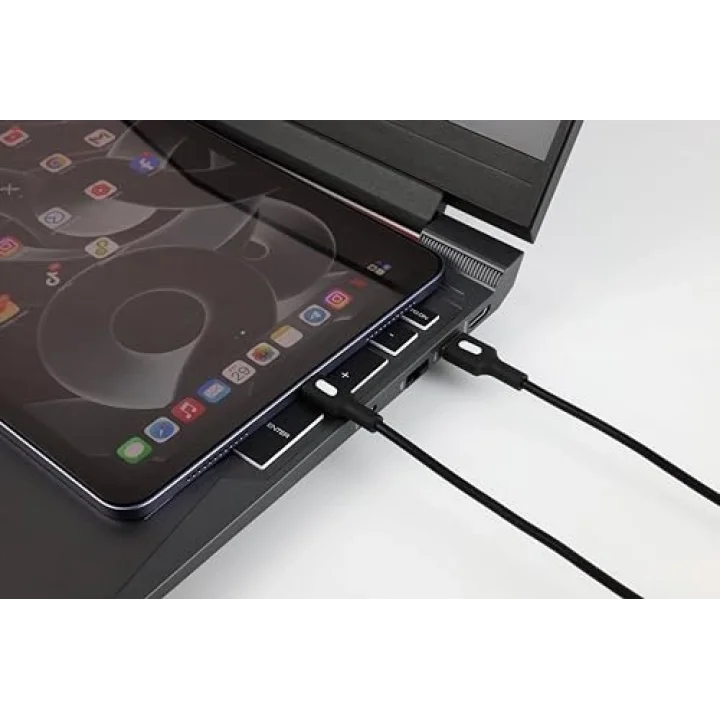 Coral USB A-C Hızlı Şarj Kablosu, Siyah Kablo, Beyaz/Siyah Uçlar (150 CM)