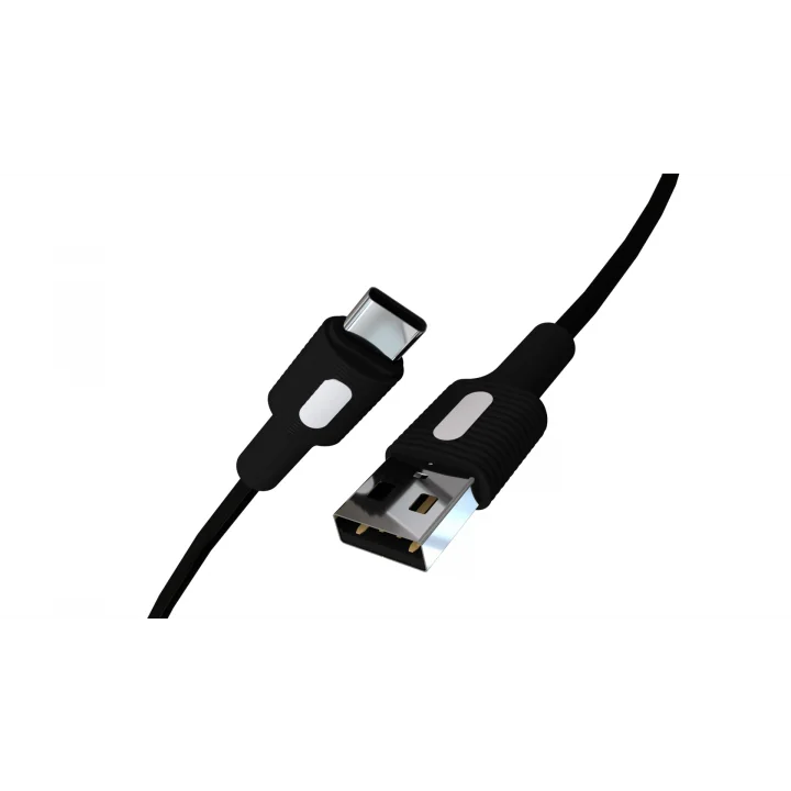 Coral USB A-C Hızlı Şarj Kablosu, Siyah Kablo, Beyaz/Siyah Uçlar (150 CM)
