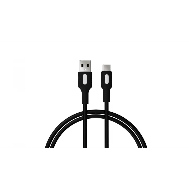 Coral USB A-C Hızlı Şarj Kablosu, Siyah Kablo, Beyaz/Siyah Uçlar (150 CM)