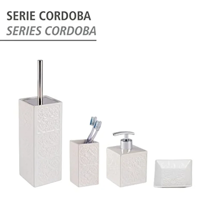 Cordoba sabunluk beyaz seramik sıvı sabunluk beyaz