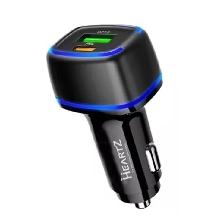 CR01 ARAÇ ŞARJ ADAPTÖRÜ DUAL PORT PD ARAÇ ŞARJI YENİ NESİL PD + STANDART USB LEDLİ A KALİTE ARAÇ ŞARJ BAŞLIK FAST (SİYAH)