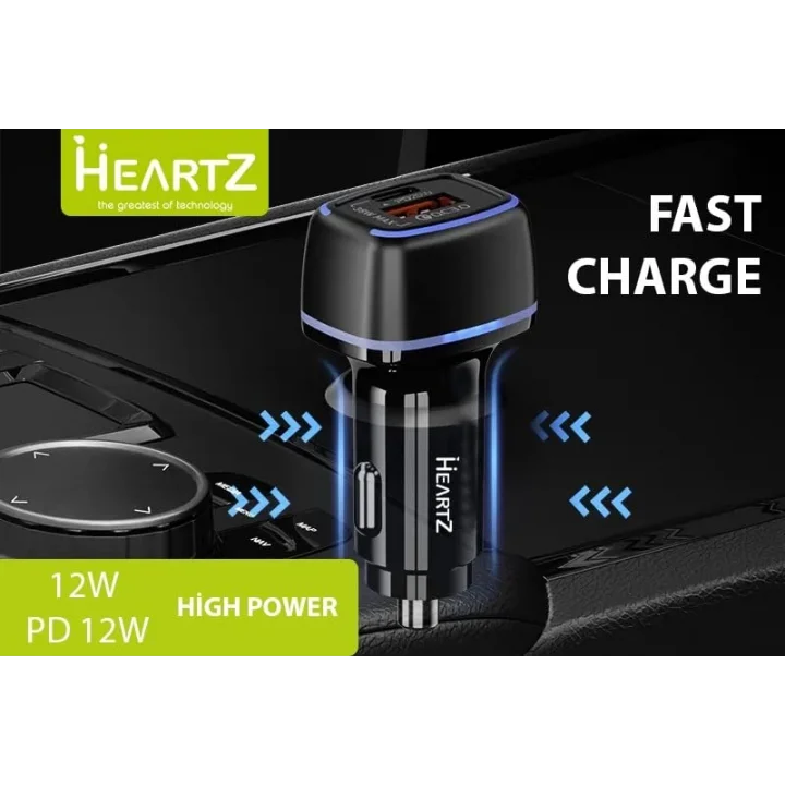 CR01 ARAÇ ŞARJ ADAPTÖRÜ DUAL PORT PD ARAÇ ŞARJI YENİ NESİL PD + STANDART USB LEDLİ A KALİTE ARAÇ ŞARJ BAŞLIK FAST (SİYAH)