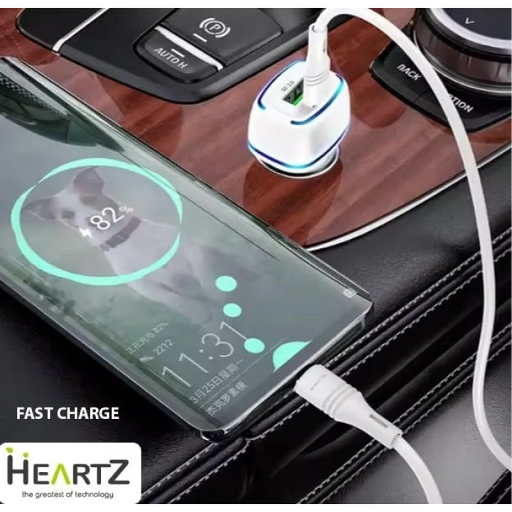 CR01 ARAÇ ŞARJ ADAPTÖRÜ DUAL PORT PD ARAÇ ŞARJI YENİ NESİL PD + STANDART USB LEDLİ A KALİTE ARAÇ ŞARJ BAŞLIK FAST (SİYAH)