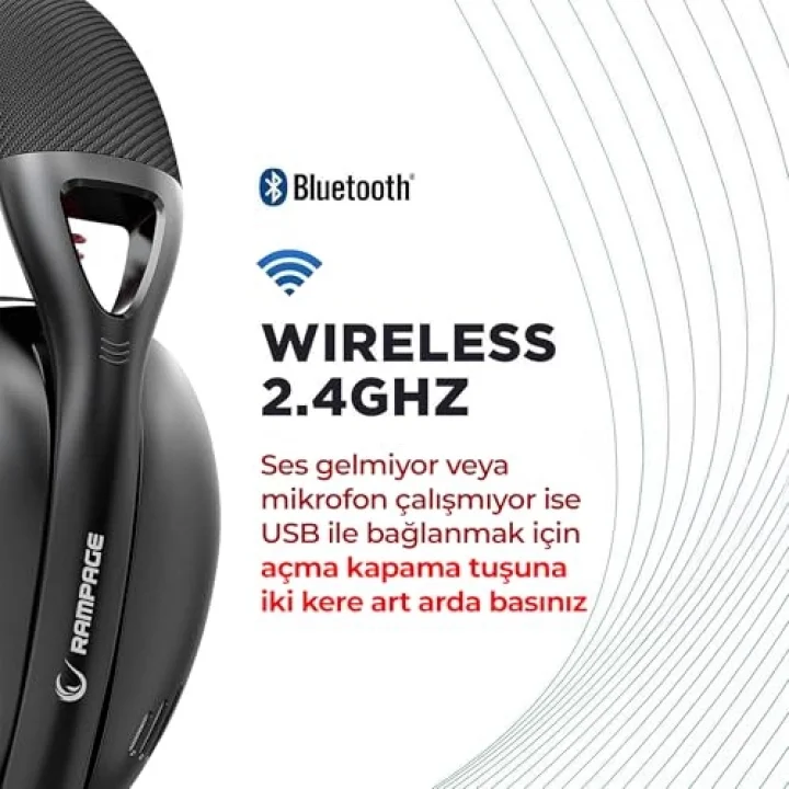 Crack H11 Siyah Wireless 2.4G+ Bluetooth Mikrofonlu Oyuncu Kulaklığı