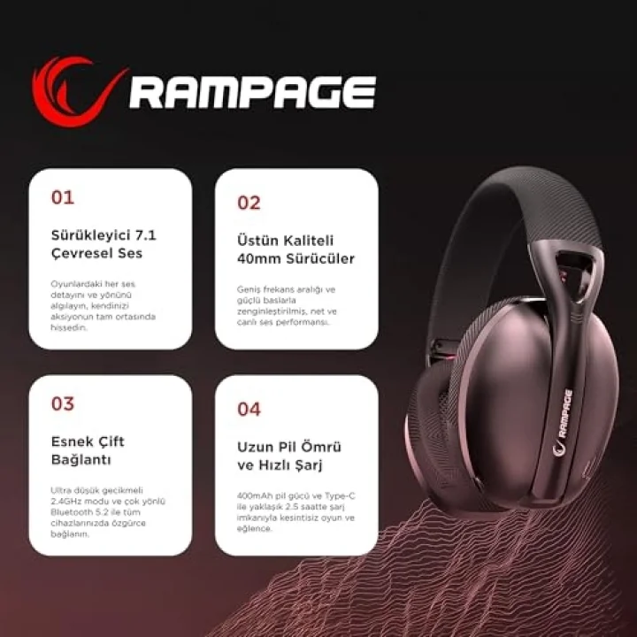 Crack H11 Siyah Wireless 2.4G+ Bluetooth Mikrofonlu Oyuncu Kulaklığı