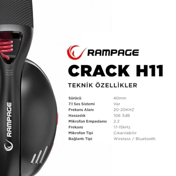Crack H11 Siyah Wireless 2.4G+ Bluetooth Mikrofonlu Oyuncu Kulaklığı